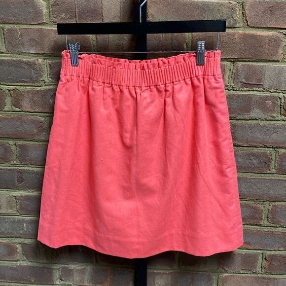 J. Crew Coral Linen Mini Skirt Size 6 NWT - Picture 4 of 7